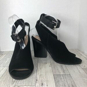 Marc Fisher Black suede heeled strappy sandals
